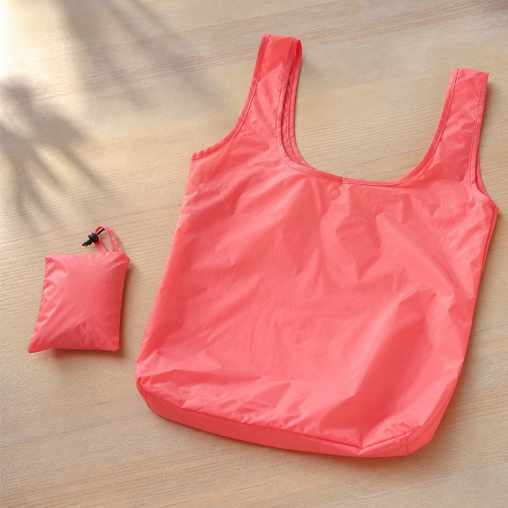 Pink flamingo fold-up shopper